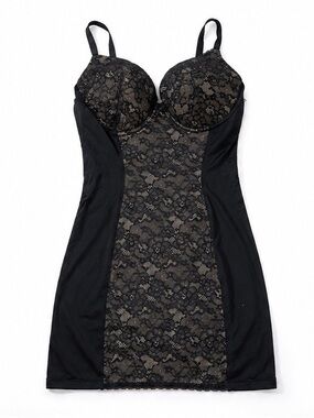 Black Lace Bodyslip Shapewear with Lace Front